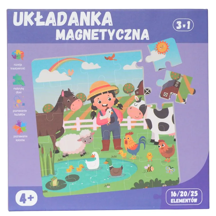 QBI, farma, puzzle magnetyczne, 16+20+25 elementów