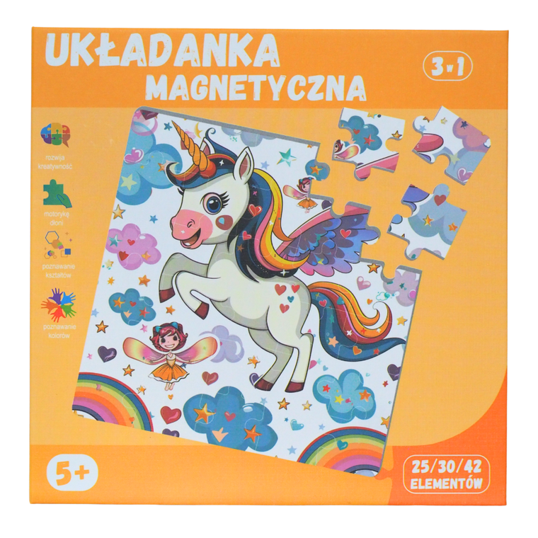QBI, jednorożce, puzzle magnetyczne, 25+30+42 elementów