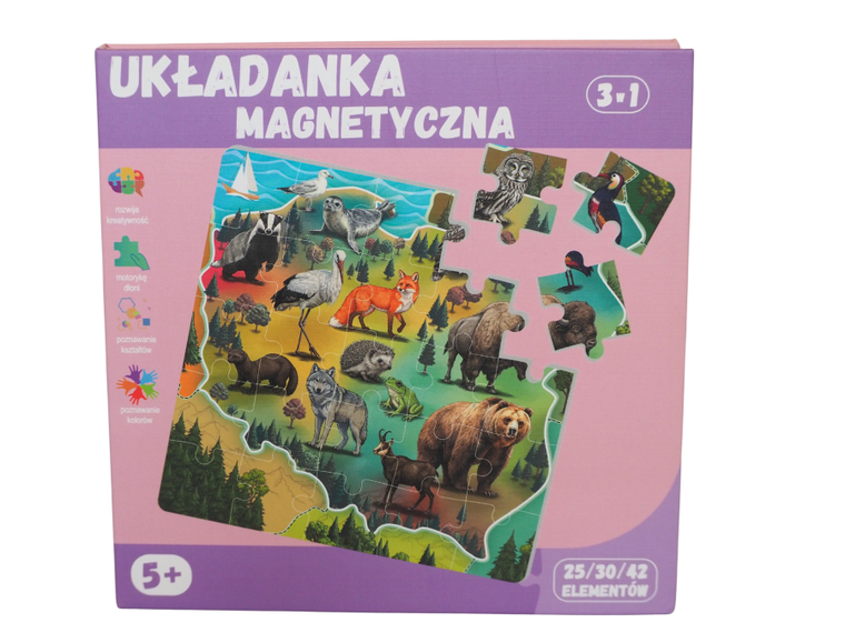 QBI, Mapy, puzzle magnetyczne, 25+30+42 elementy