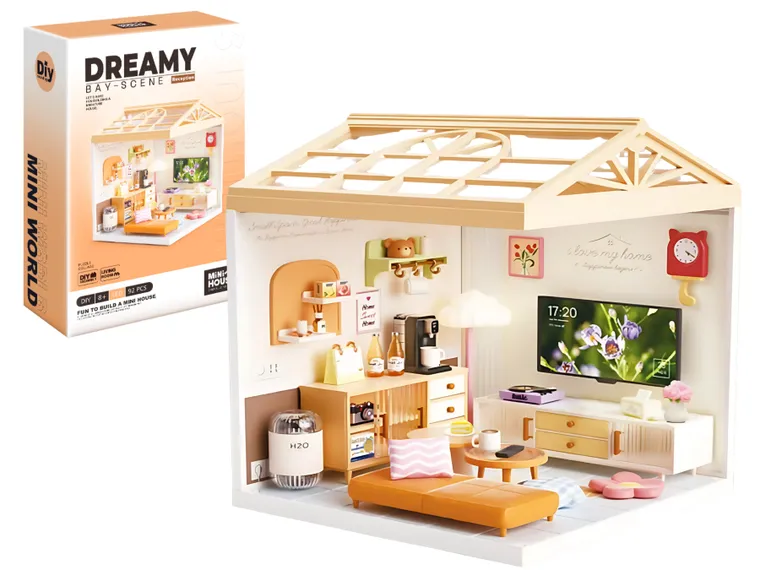 QBI, miniaturowy domek LED, pokój puzzle 3D, 92 elementów