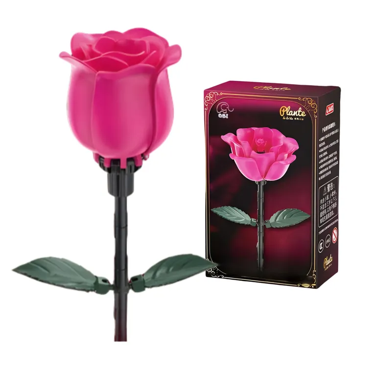 QBI, otwierana czerwona róża, klocki konstrukcyjne, 45 elementów