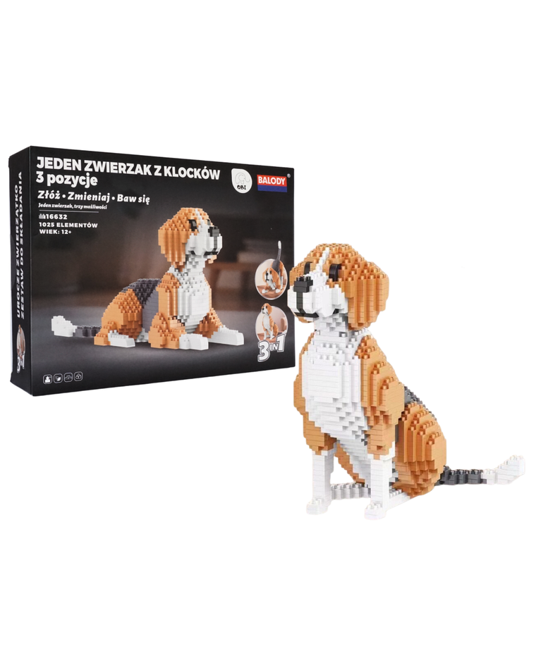 QBI, Pies Beagle, 3w1, klocki konstrukcyjne, 1025 elementów