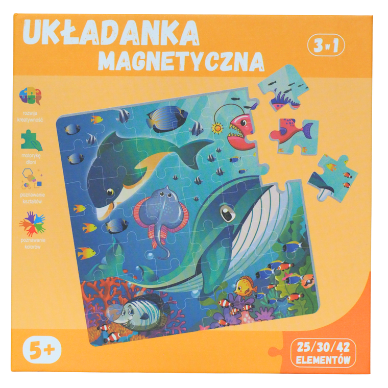 QBI, świat zwierząt, puzzle magnetyczne, 25+30+42 elementów