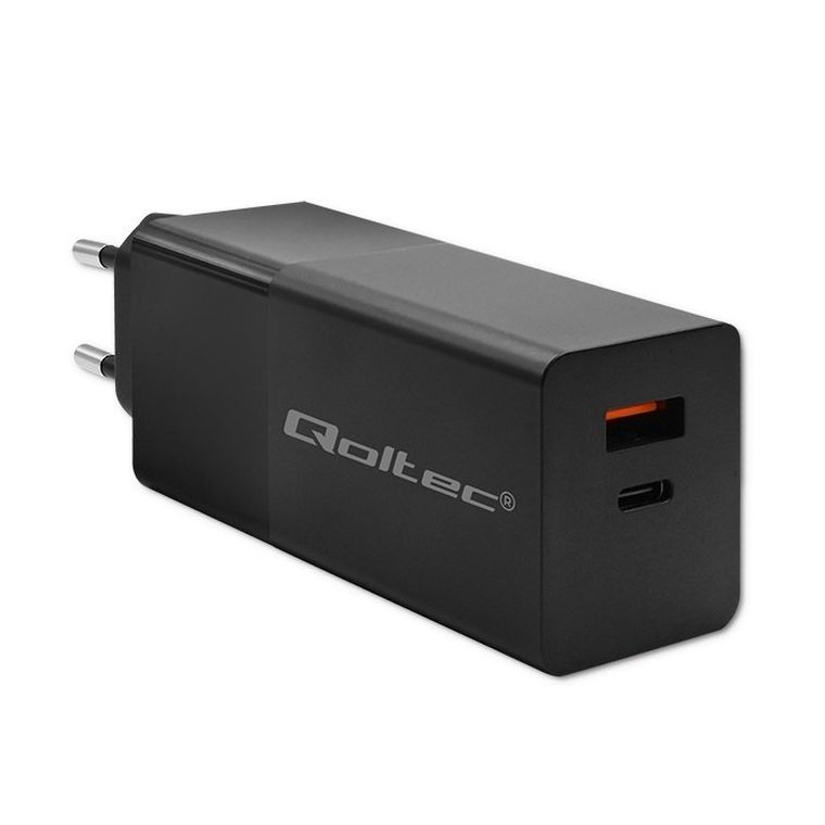 Qoltec, Gan Power Pro, ładowarka, 1XUSB-C, 1XUSB, 100W, 5-20V, 1.5-5A, PD, czarna