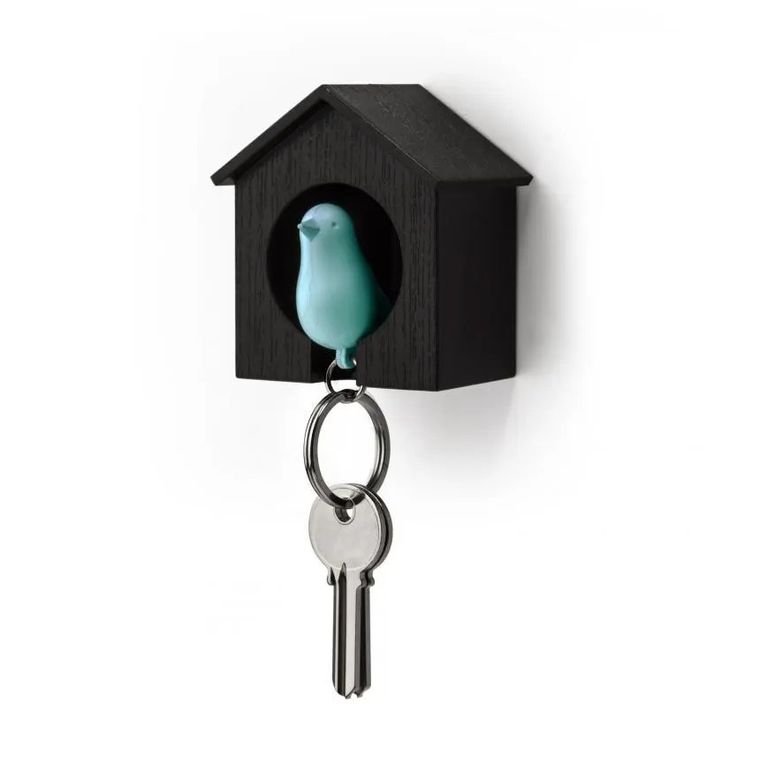 Qualy, Budka, wieszak na klucze, czarno-niebieski, 10091-BK-BU