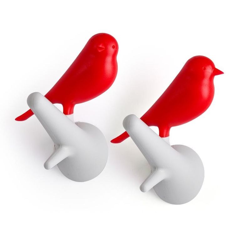 Qualy, Ptaki, wieszak, czerwono-biały, 10067-RD-WH