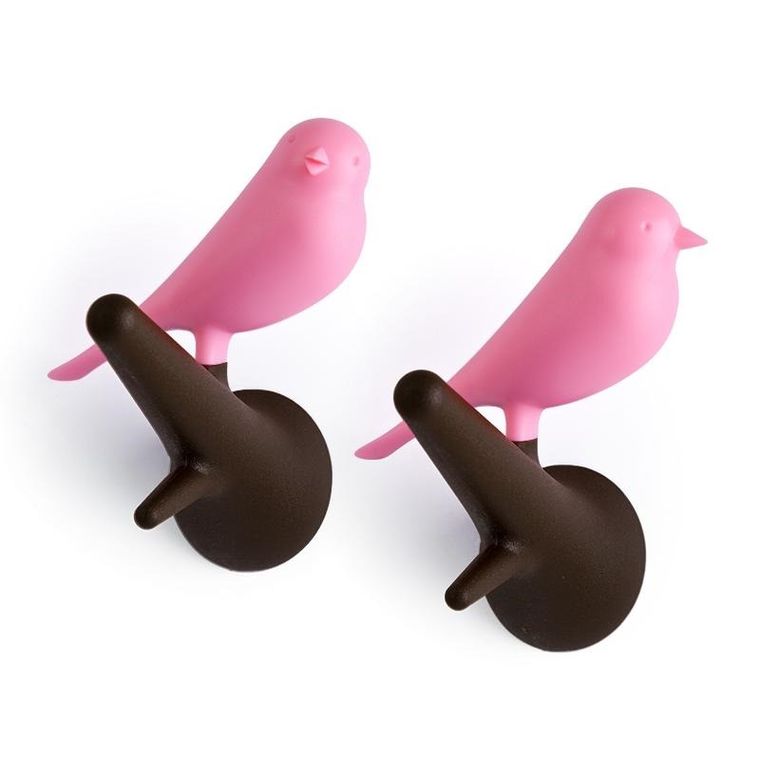 Qualy, Ptaki, wieszaki, brązowo-różowe, 10067-BN-PK