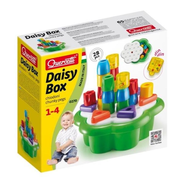 Quercetti, Daisy Box Chunky Pegs, układanka, 28 elementów