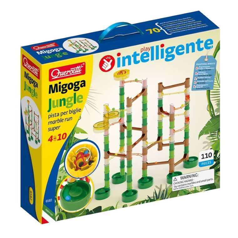 Quercetti, Migoga Jungle, tor kulkowy, zestaw konstrukcyjny, 110 elementów