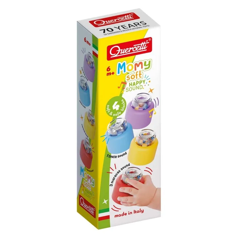 Quercetti, Momy Soft, miękkie klocki z grzechotką, 4 elementy