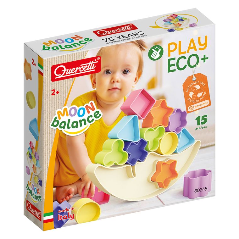 Quercetti, Moon Balance, Play Eco, miękkie klocki, gra zręcznościowa, 15 elementów