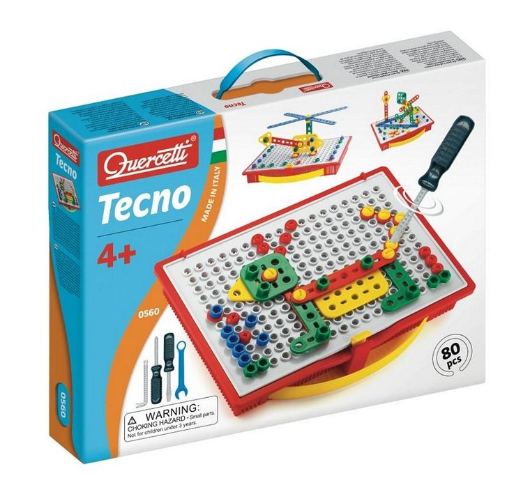 Quercetti, Tecno, zestaw konstrukcyjny, 80 elementów