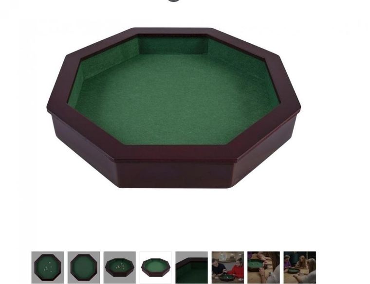 Quint, drewniana tacka do gry w kości, ośmiokątna, 38,5 cm