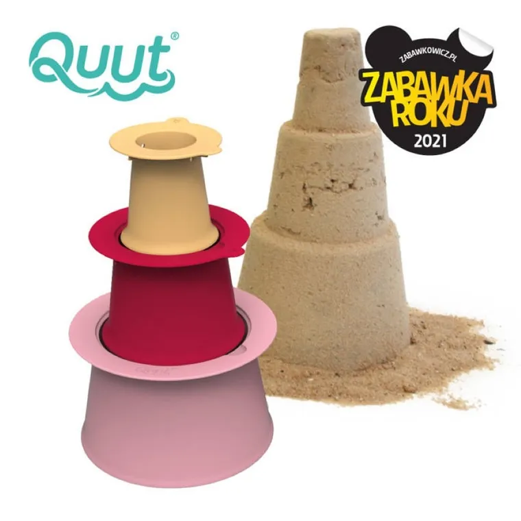 Quut, Alto, zestaw 3 foremek do piasku, wieża, Cherry + Banana Pink