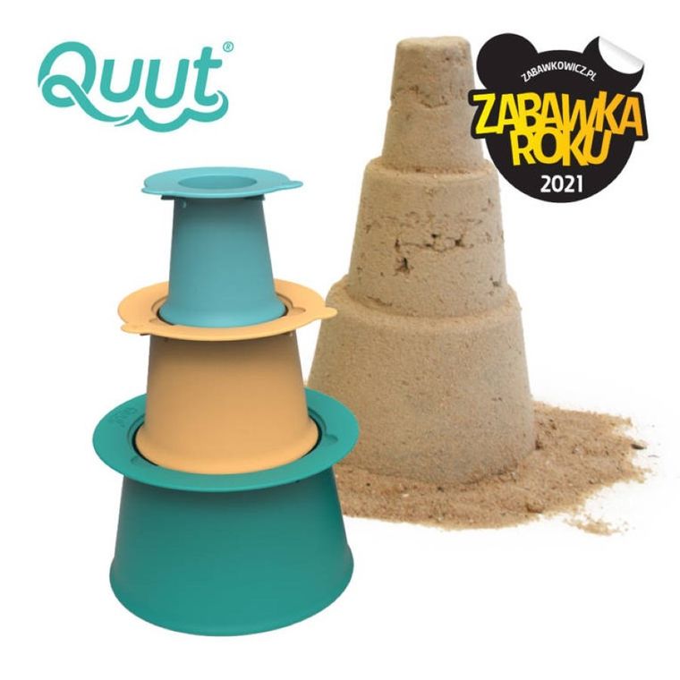 Quut, Alto, zestaw 3 foremek do piasku, wieża, Lagoon Green + Banana Blue