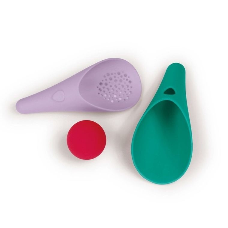 Quut, Cuppi, łopatki wielofunkcyjne do piasku z piłeczką, Lagoon + lavender, 2 szt.