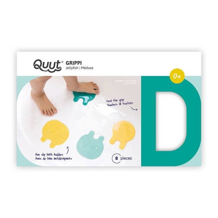 Quut, Grippi, Jellyfish, antypoślizgowe przyssawki meduzy do wanny, minty yellow, 8 szt.