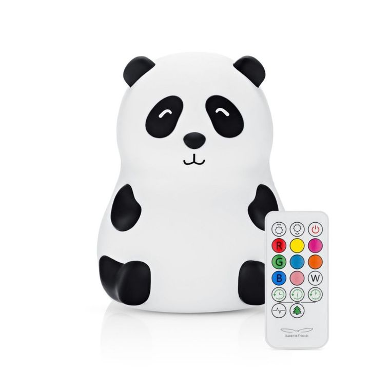 Rabbit & Friends, Panda, lampka silikonowa z pilotem, biała