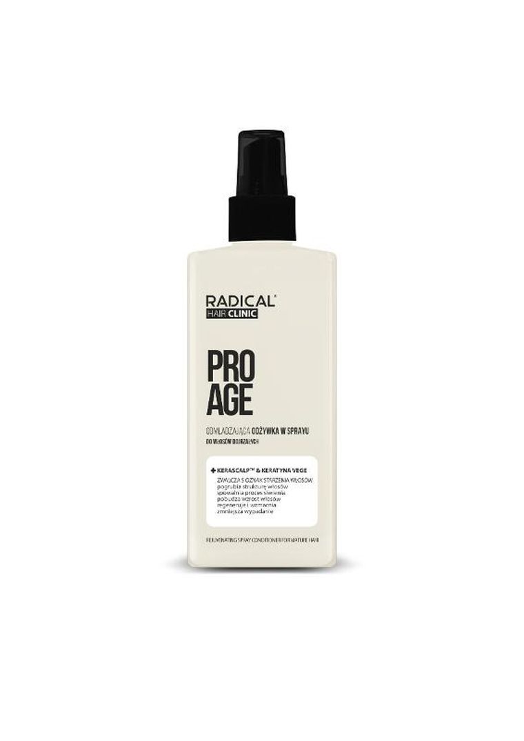 Radical, Hair Clinic Pro Age, odżywka odmładzająca do włosów dojrzałych w sprayu, kerascalp & keratyna, 200 ml