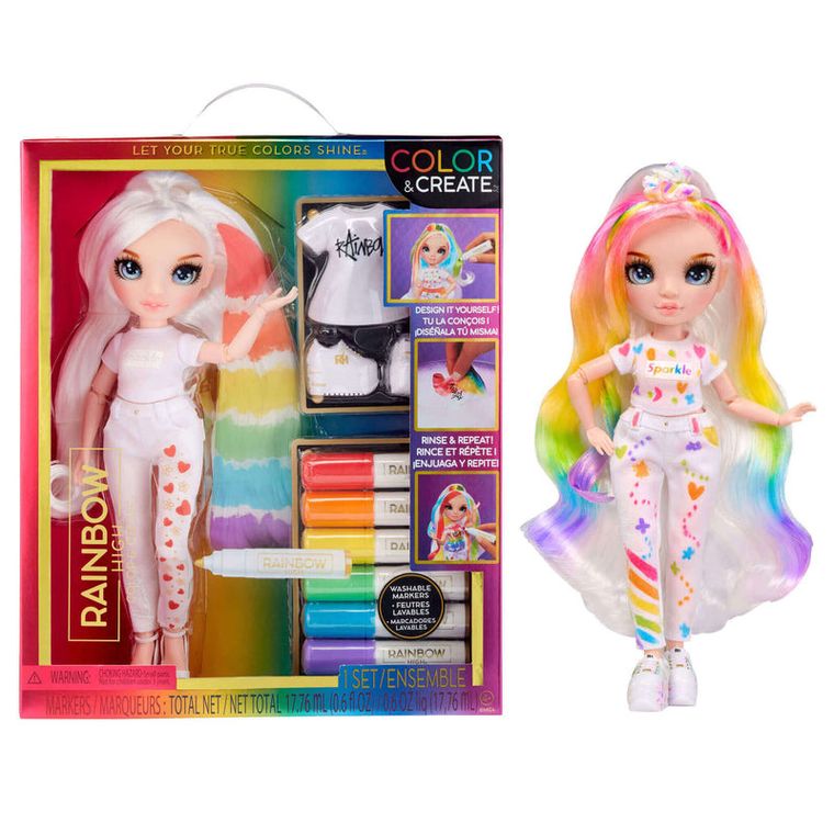 Rainbow High, Color & Create Fashion Doll, Blue Eyes, lalka modowa