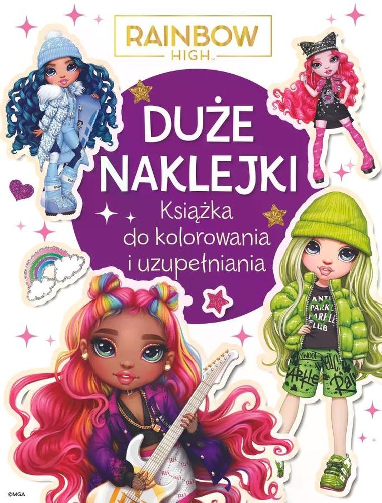 Rainbow High. Duże naklejki. Książka do kolorowania i uzupełniania