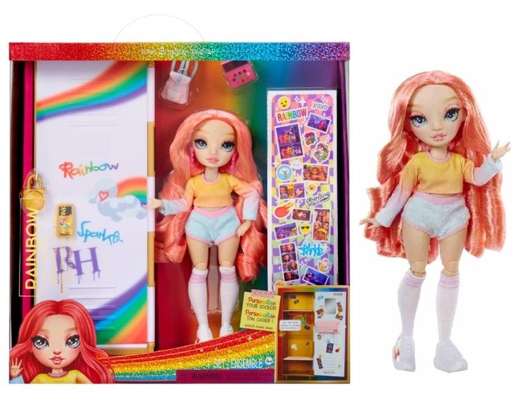 Rainbow High, Locker and Pinkly Paige, lalka modowa z szafą