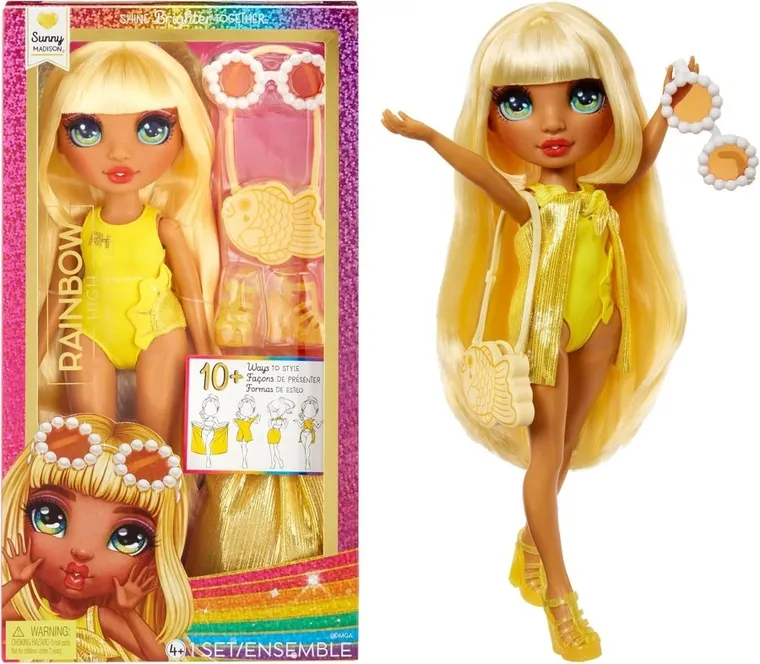 Rainbow High, Swim & Style Fashion Doll, Sunny, lalka modowa