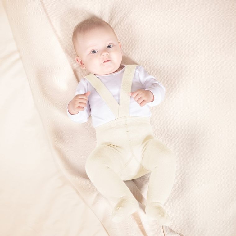 Rajstopy dziecięce z szelkami, bambusowe, ecru, Nicol