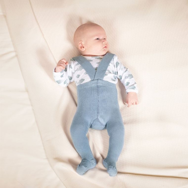 Rajstopy dziecięce z szelkami, bambusowe, niebieskie, Nicol