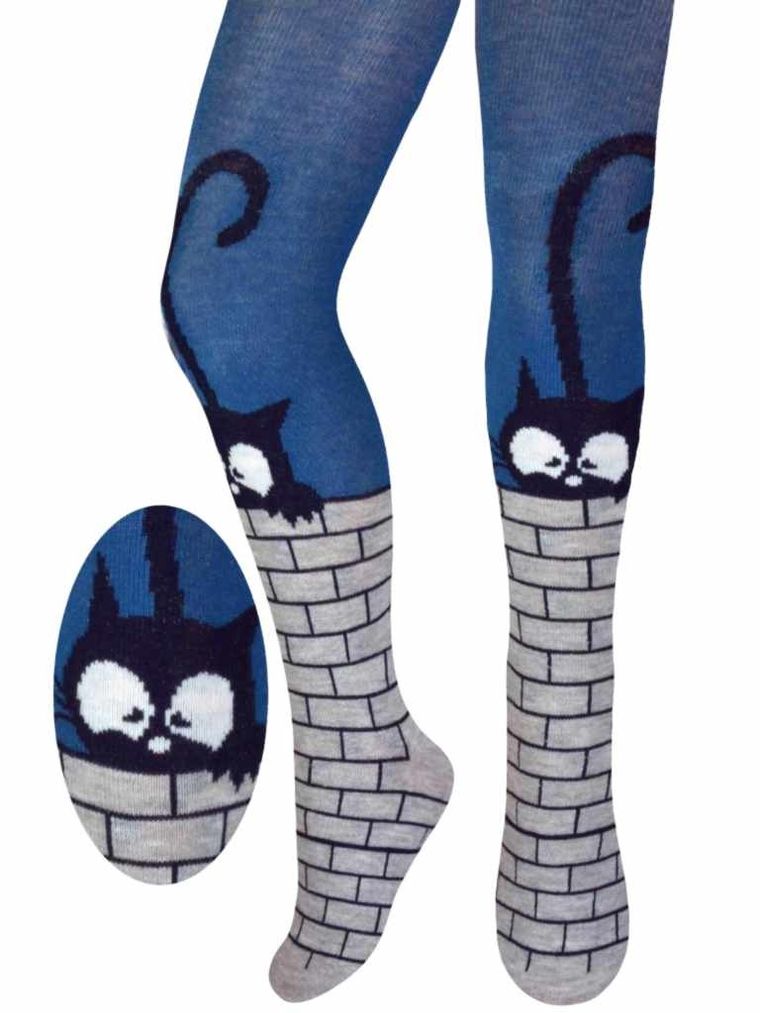 Rajstopy dziewczęce bawełniane, szaro-niebieskie, Milusie