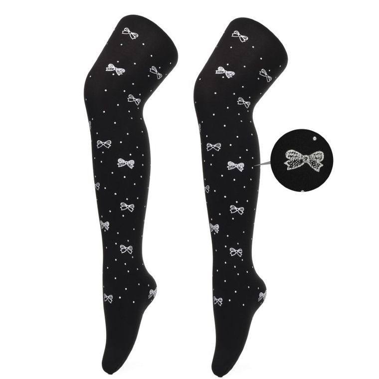 Rajstopy dziewczęce, czarne, fluorescencyjne, Be Snazzy