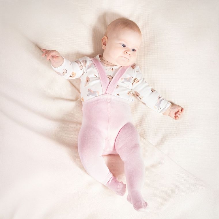 Rajstopy dziewczęce z szelkami, bambusowe, różowe, Nicol