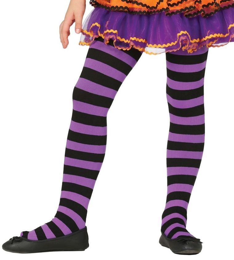 Rajstopy w paski, fioletowo-czarne, 3-6 lat