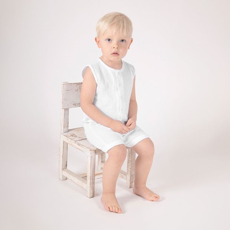 Rampers chłopięcy, biały, Nicol