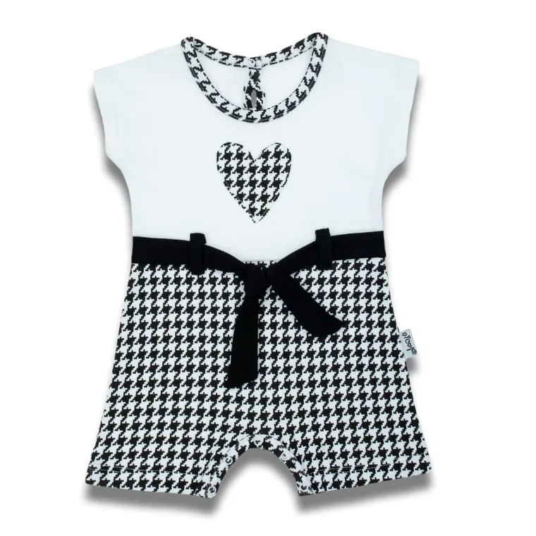 Rampers dziewczęcy, biało-czarny, Nicol