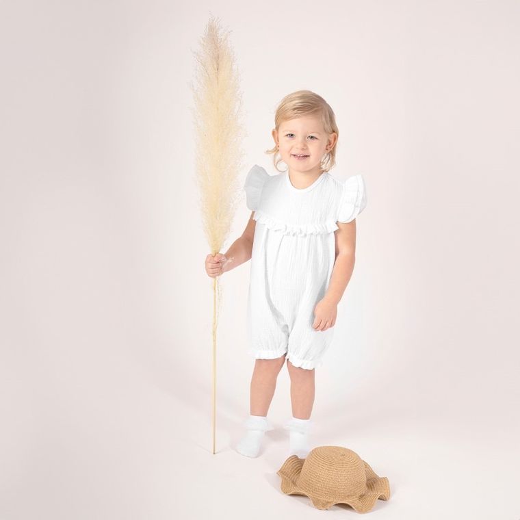 Rampers dziewczęcy, biały, Nicol