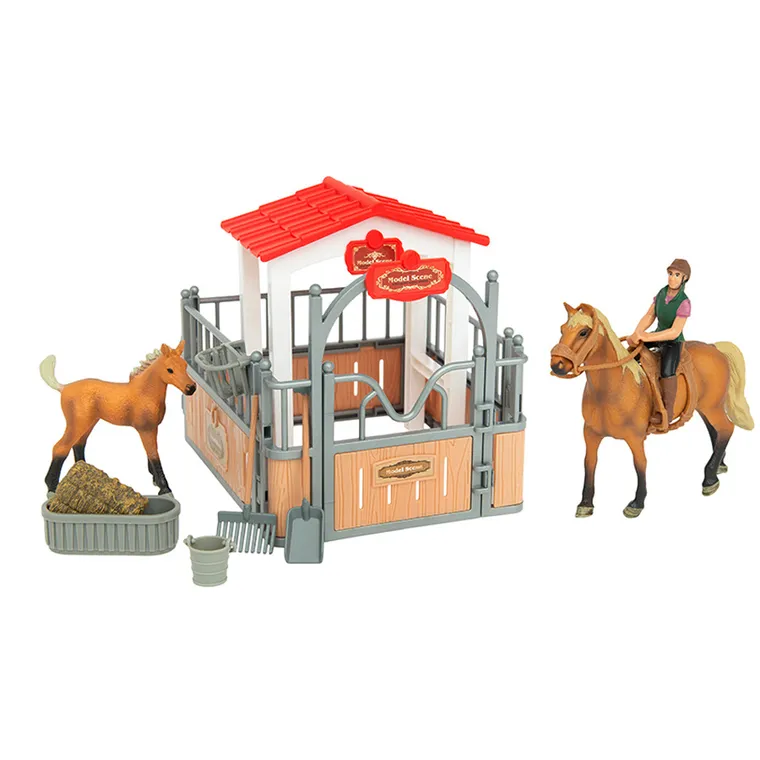 Ranczo z koniami, zestaw figurek z akcesoriami