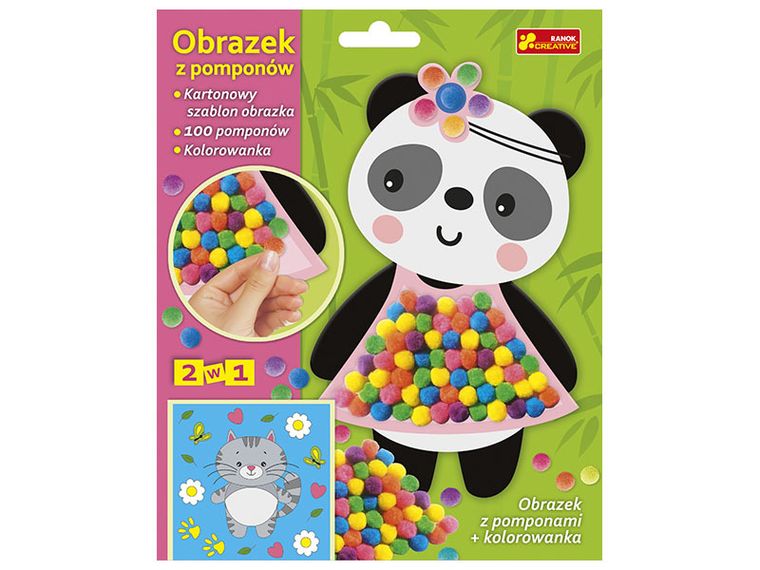 Ranok-creative, obrazek z pomponów, Panda 2w1