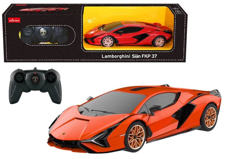Rastar, auto rc, 1:24, Lamborghini sian, pomarańczowe