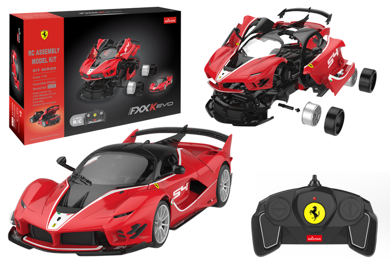 Rastar, Ferrari FXXK EVO, klocki konstrukcyjne, pojazd zdalnie sterowany, czerwony, 1:18, 88 elementów