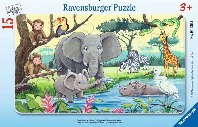 Ravensburger, Afrykańskie zwierzęta, puzzle, 15 elementów