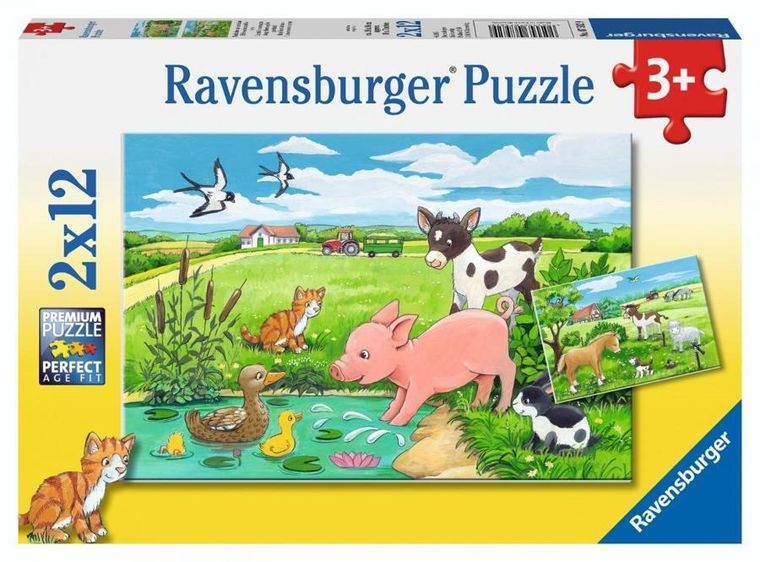Ravensburger, Baby Farm Animals, puzzle, 2-12 elementów