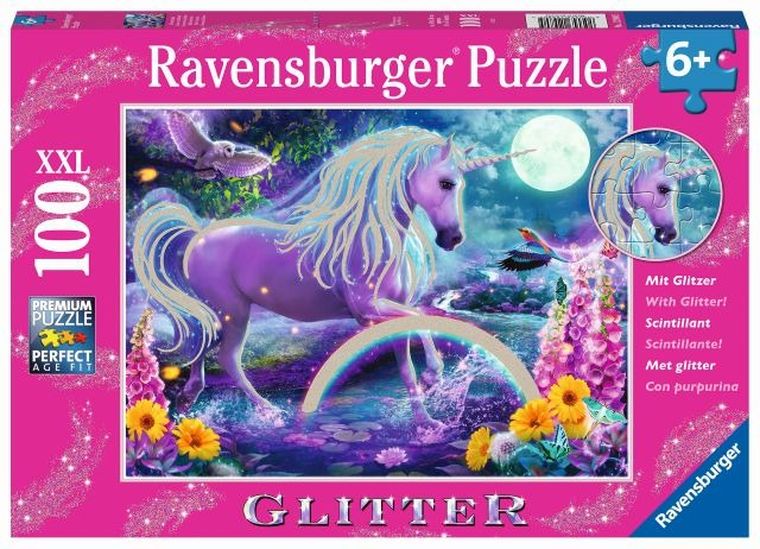 Ravensburger, Brokatowy jednorożec, puzzle, 100 elementów