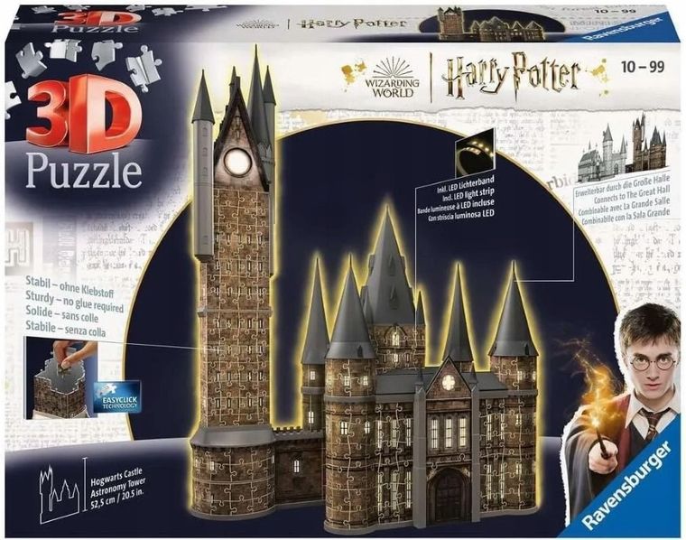 Ravensburger, Budynki nocą: Zamek Hogwarts Wieża, puzzle 3D