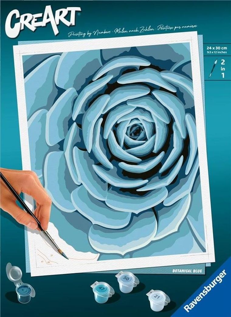 Ravensburger, CreArt, Botanical Blue, malowanie po numerach
