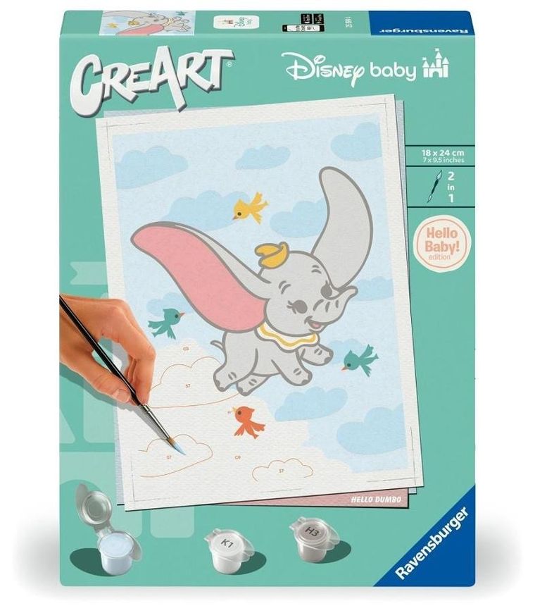 Ravensburger, CreArt, Disney Dumbo, malowanie po numerach