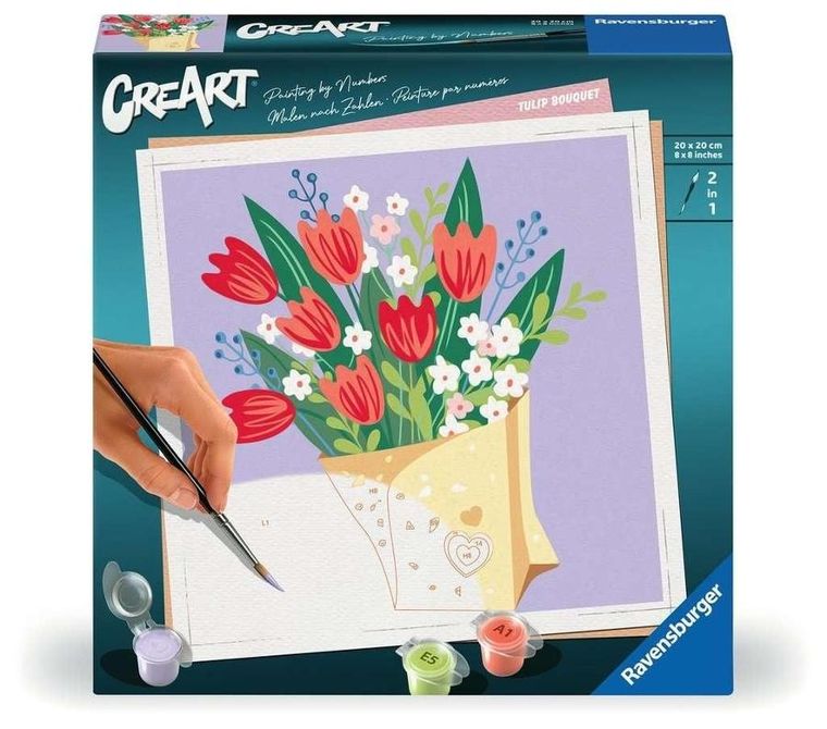 Ravensburger, CreArt, malowanie po numerach, Bukiet Tulipanów
