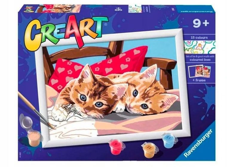 Ravensburger, CreArt, malowanie po numerach, Dwa słodkie kotki