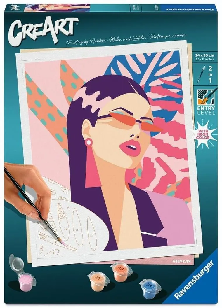 Ravensburger, CreArt, malowanie po numerach, Neonowa Diwa