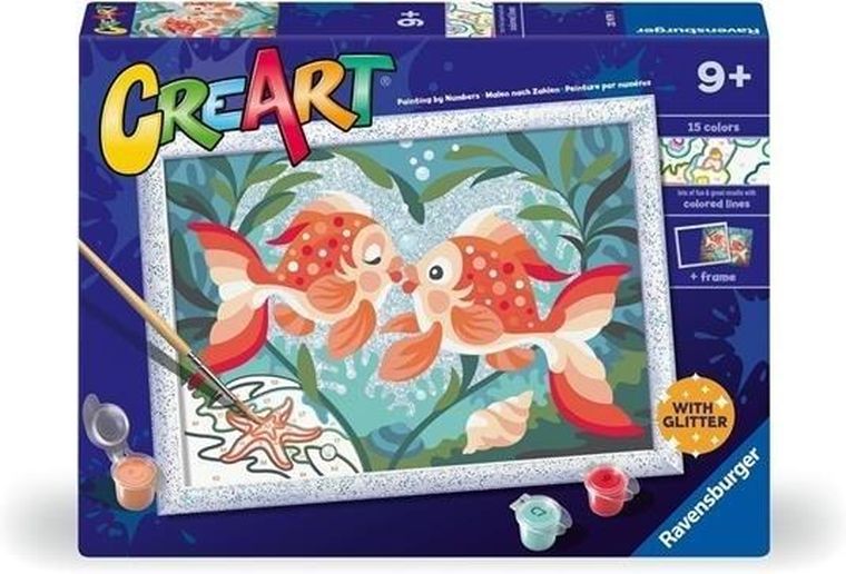 Ravensburger, CreArt, Romantyczne rybki z brokatem, malowanie po numerach